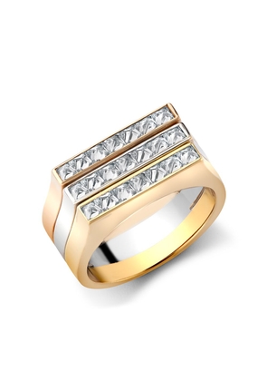 Pragnell 18kt gold diamond three row RockChic ring