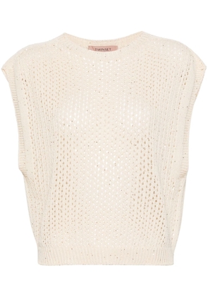 TWINSET sequined open-knit top - Neutrals
