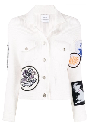 Barrie patchwork detailed knitted jacket - White