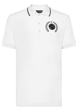 Plein Sport logo-print cotton polo shirt - White