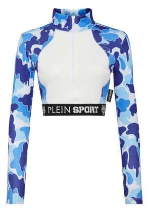 Plein Sport cropped zip-up sweatshirt - Blue