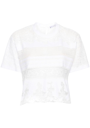 Ermanno Scervino lace-panelling cropped T-shirt - White