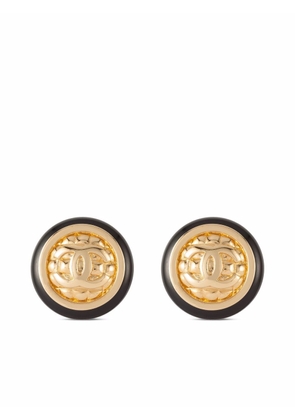 CHANEL Pre-Owned 1980s CC round clip-on earrings - Gold