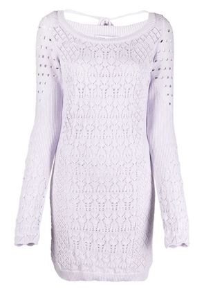 The Attico open-knit long-sleeved minidress - Purple