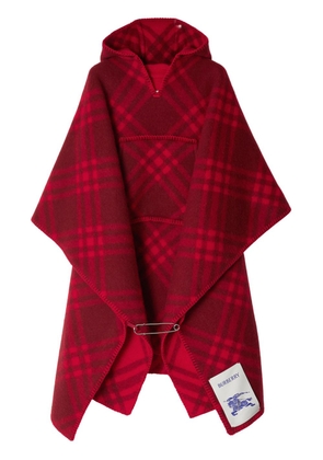 Burberry check wool blanket cape - Red