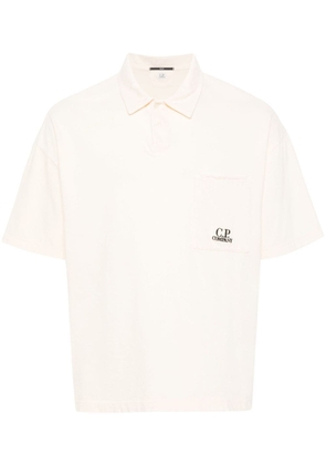 C.P. Company embroidered-logo cotton polo shirt - Neutrals