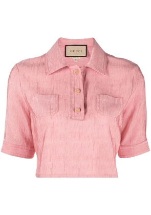 Gucci silk-wool cropped shirt - Pink