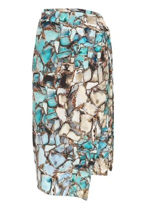 Lygia & Nanny Orixa marble-print wrap skirt - Blue