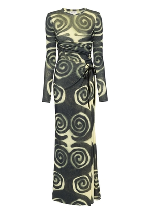 Nanushka Marghe spiral-print maxi dress - Green