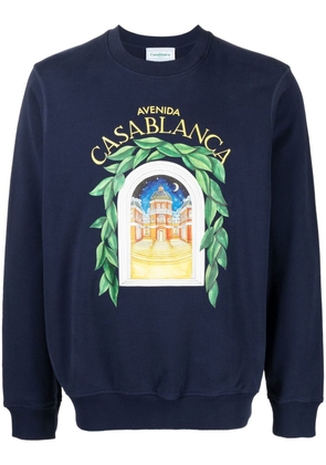 Casablanca Avenida-print organic cotton sweatshirt - Blue