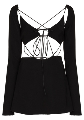 Danielle Guizio Flore tie-fastening cutout minidress - Black