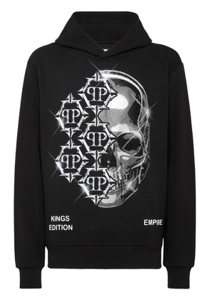 Philipp Plein logo-print cotton-blend hoodie - Black