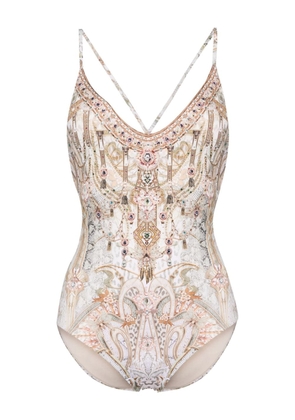 Camilla Tower Tales graphic-print swimsuit - Neutrals
