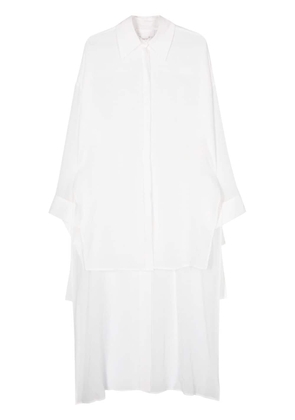 Genny floral-appliqué crepe shirt - White