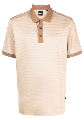 BOSS textured short-sleeve polo shirt - Neutrals