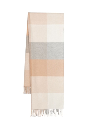 Johnstons of Elgin checkered cashmere fringed scarf - Brown