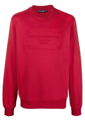 Dolce & Gabbana logo-embossed crew-neck sweatshirt - Red