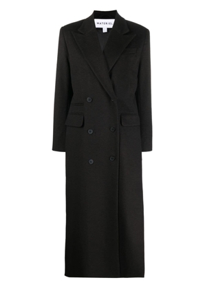Materiel double-breasted wool-blend maxi coat - Black