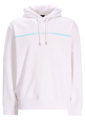 Armani Exchange logo-print cotton hoodie - White