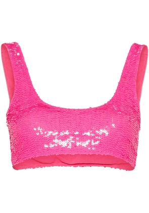 P.A.R.O.S.H. sequin-embellished cropped top - Pink