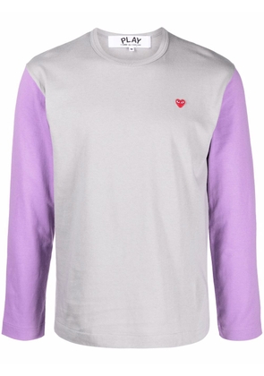 Comme Des Garçons Play logo-embroidered colour-block T-shirt - Grey
