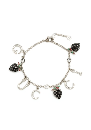 Gucci logo-charm crystal-embellished bracelet - Silver