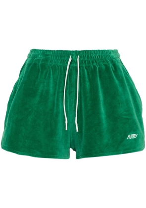 Autry embroidered-logo velvet shorts - Green