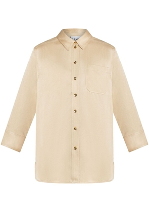 GANNI classic-collar button-down shirt - Neutrals