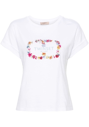 TWINSET logo-embroidered cotton T-shirt - White