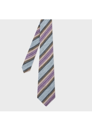 Paul Smith Linen-Silk Stripe Tie Blue