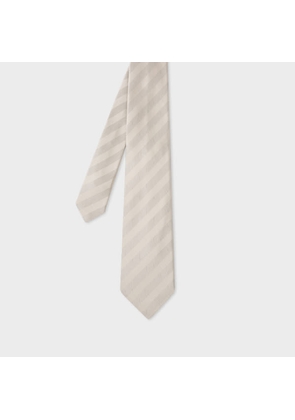 Paul Smith Cream Silk Stripe Tie White