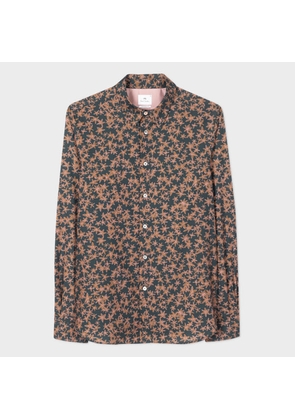 PS Paul Smith Tailored-Fit Teal 'Folk Floral' Shirt Blue