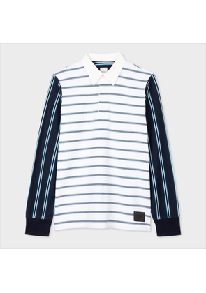 Paul Smith White Stripe Mix Up Rugby Shirt