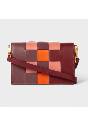 Paul Smith Burgundy Leather 'Screen Check' Tri-Fold Purse Red