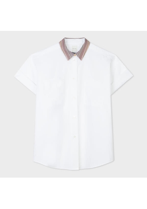 Paul Smith Women's White 'Signature Stripe' Short-Sleeve Shirt