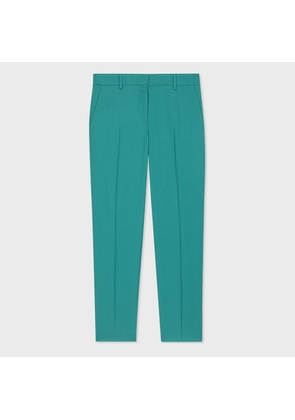 Paul Smith A Suit To Travel In - Women's Light Teal Wool Tapered-Fit Trousers Green