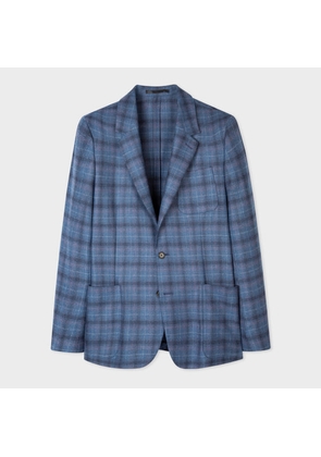 Paul Smith Men's Sky Blue Tartan Wool Patch-Pocket Unlined Blazer