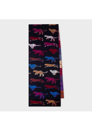 PS Paul Smith 'Cheetah' Pattern Wool Scarf Multicolour