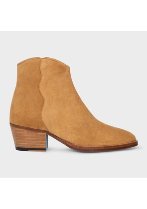 Paul Smith Women's Tan Suede 'Austin' Boots With 'Swirl' Stitch Brown