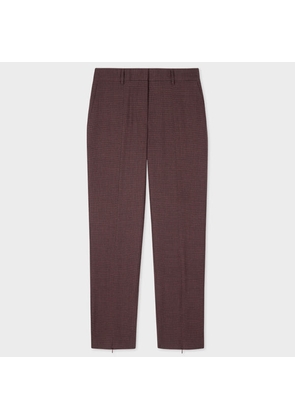 Paul Smith Women's Slim-Fit Burgundy Micro Check Wool Trousers Red