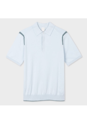 Paul Smith Sky Knitted Cotton Polo Shirt Blue