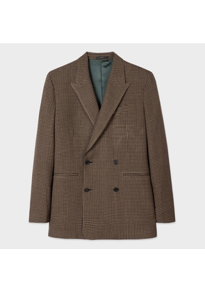 Paul Smith Tailored-Fit Brown Brushed Check Wool Double-Breasted Blazer