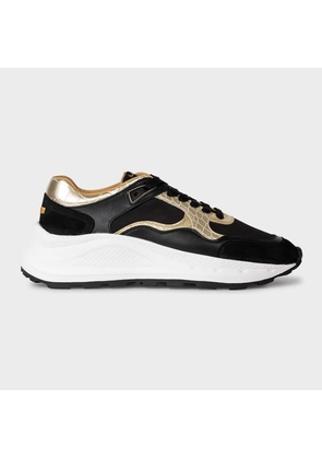 Paul Smith Women's Leather Black and Gold 'Elowen' Trainers
