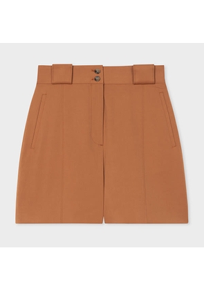 Paul Smith Women's Tailored-Fit Brown Stretch-Wool Shorts Orange