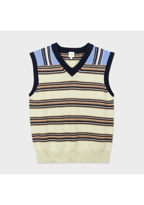 Paul Smith Mix-Up Stripe Cotton-Blend Knitted Vest Green
