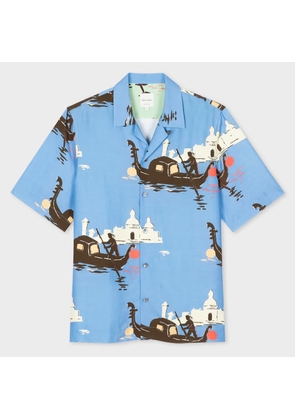 Paul Smith Blue Linen-Blend 'Gondola' Short-Sleeve Shirt