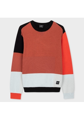 PS Paul Smith Red Colour-Block Cotton-Blend Sweater