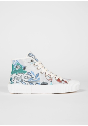 Paul Smith Women's Light Blue 'Forest Sketch' Canvas High-Top Trainers