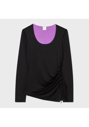 Paul Smith Women's Black Crepe Ruched Long-Sleeve Top