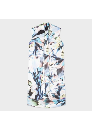 Paul Smith Blue 'Solarised Flowers' Tie Neck Dress